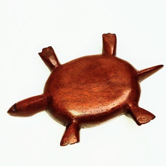 5″ Carved Wood Turtle Dish – Wooden Shallow Dish – - Picture 4 of 6